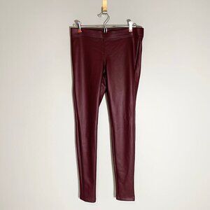 Express maroon faux leather skinny stretch pull on elastic‎ waist pants